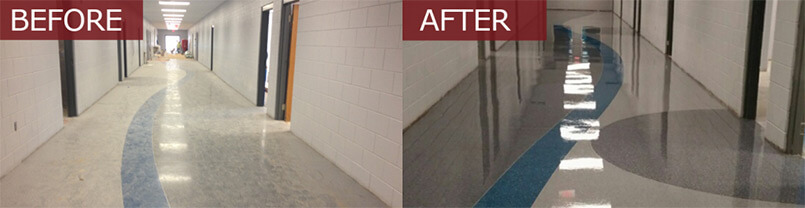 Before and After Epoxy Terrazzo Flooring