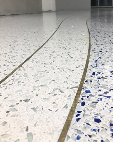 Terrazzo Floor with Brass Divider Strips