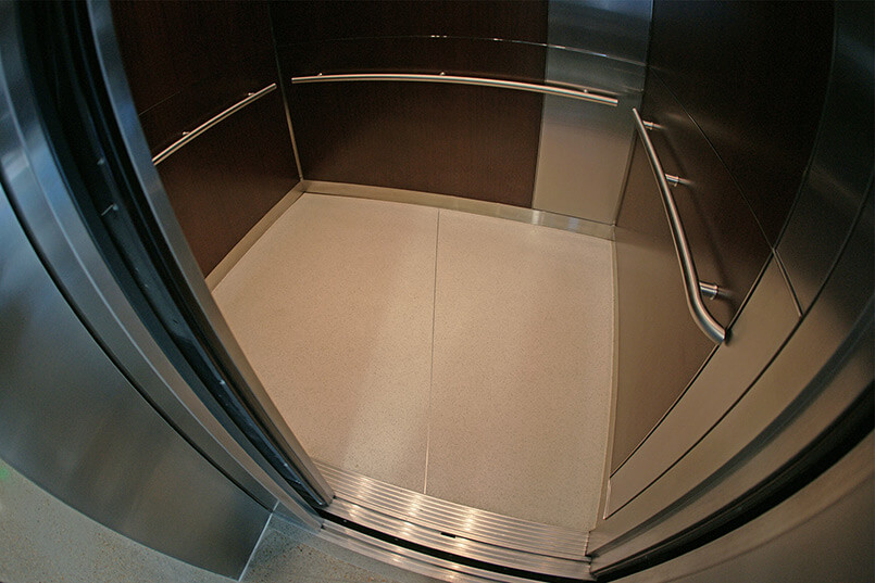 White Terrazzo Flooring in Elevator Cabs