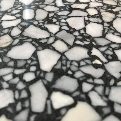 Black Terrazzo Sample with White Marble Chips