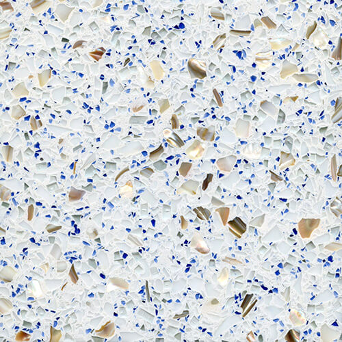 Exotic Sample 387 - Terrazzo with Cobalt Blue Glass and Mother of Pearl