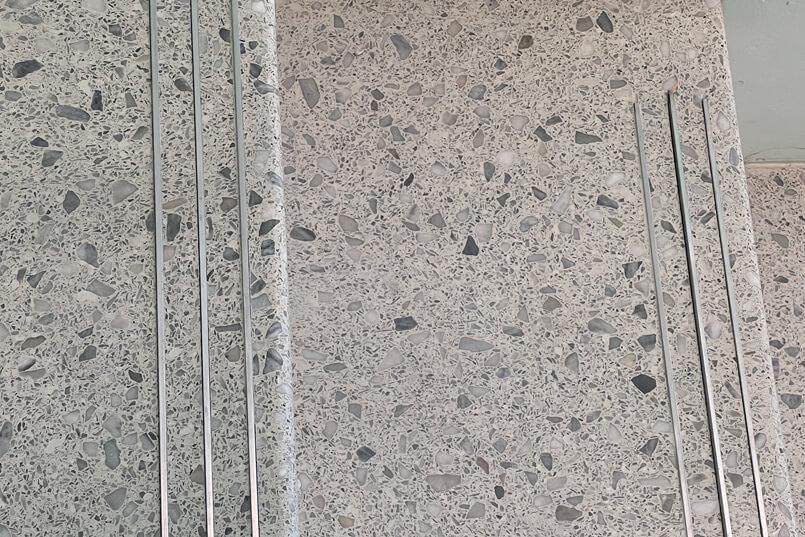 Terrazzo Stair Treads Metal Inserts